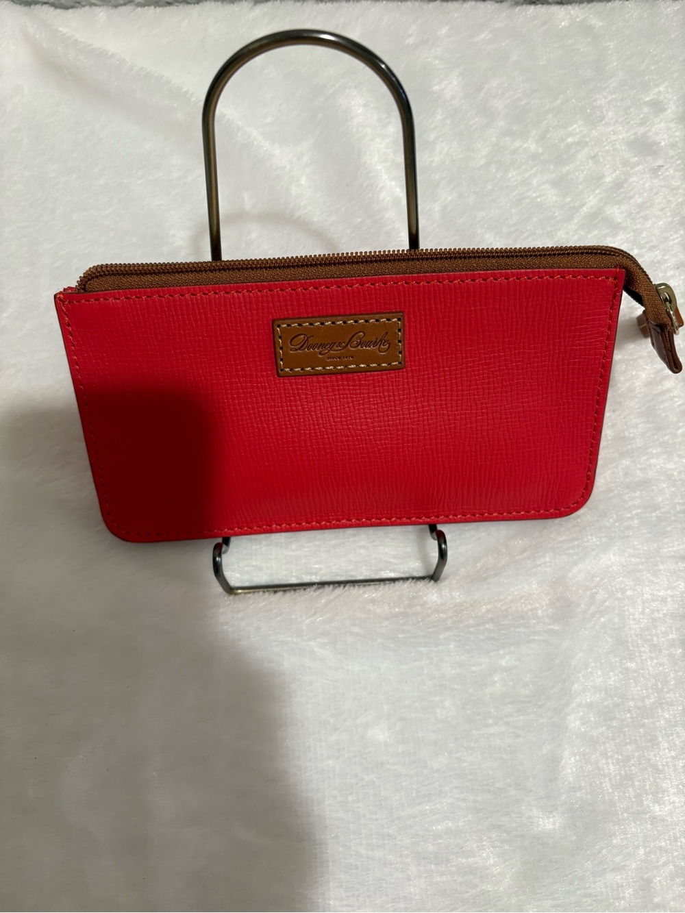 Dooney & Bourke Red Leather Wristlet with Brown Trim - Picture 11 of 11